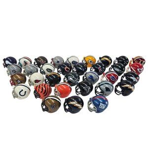 NFL Mini Helmets Gumball AA Vending Machine Plastic With Cases Lot of 33